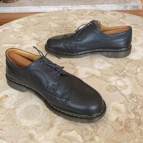 Dr. Martens 11845 Yellow Stitch Leather Wingtip Brogues - Picture 8 of 16